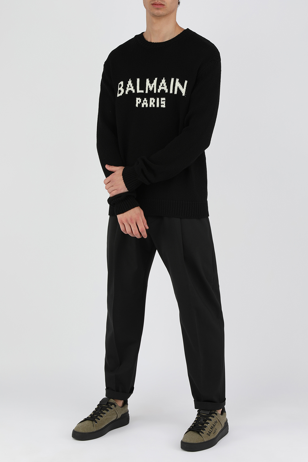 סוודר מרינו עם לוגו רקום מצמר